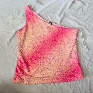 Vintage Forever 21 Pink Sequin One-Shoulder Top